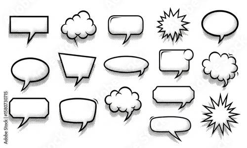 Speech Bubble Collection Set | Variety of Comic Style Chat Icons and Thinking Bubbles for Graphic Design, Web Design and Marketing Use