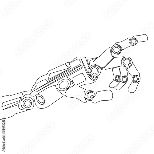 Continuous one single line drawing Robotic Hand Reaching Forward Futuristic Technology and Innovation vector illustration concept