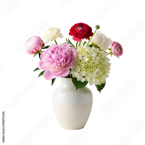 Flowers in vase isolated on transparent background
