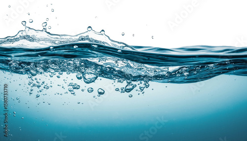 Sea Water Surface in Section on Transparent Background PNG Ready Clip Art Oceanic Detail Isolated
