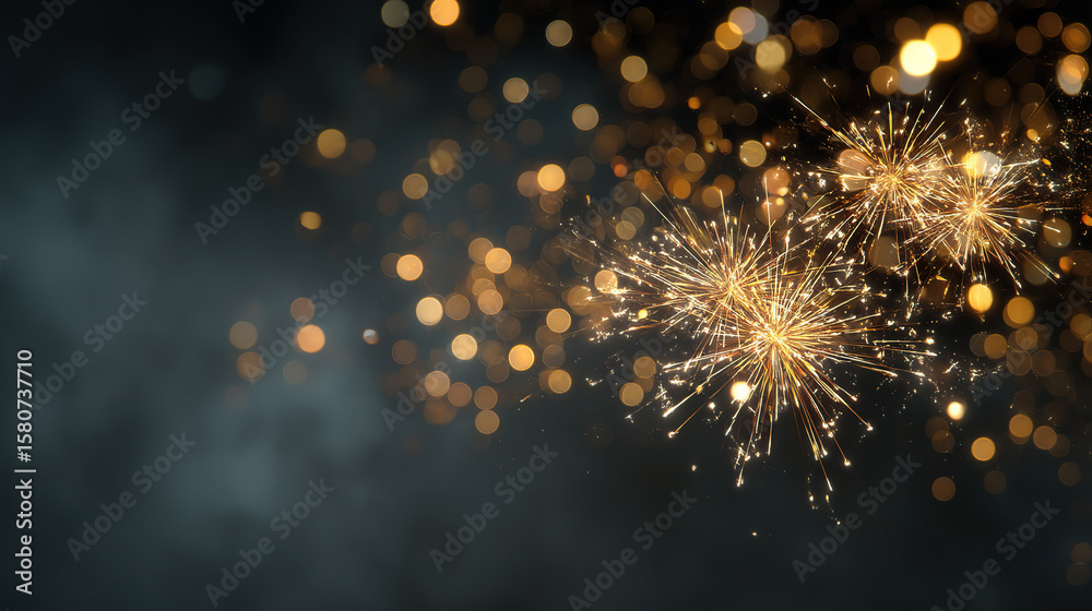 Fototapeta premium Sparkling fireworks background for new year eve celebration holiday concept