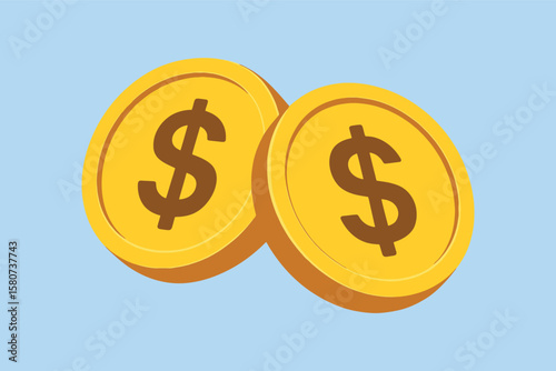 Golden Financials Vector Illustration of Coins for Investment Concepts