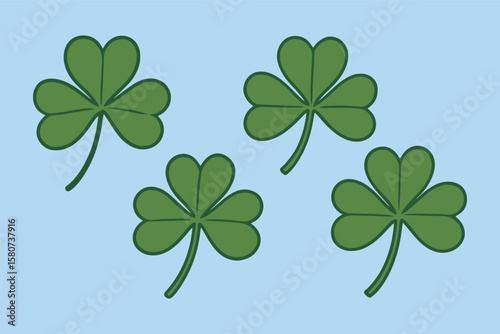 Delicate Green Shamrocks on Light Blue A Symbol of Irish Luck & Heritage