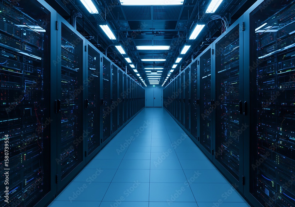 Fototapeta premium Rows of server racks in a data center