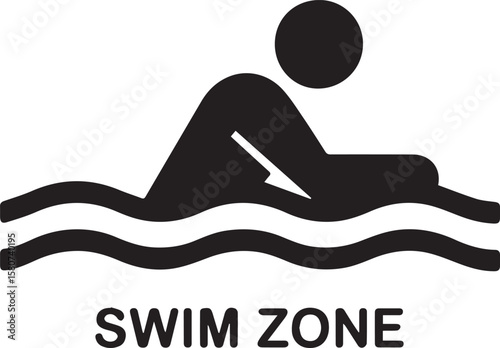 Silhouette vector icon of a man in a swimming pool, sport body symbol
