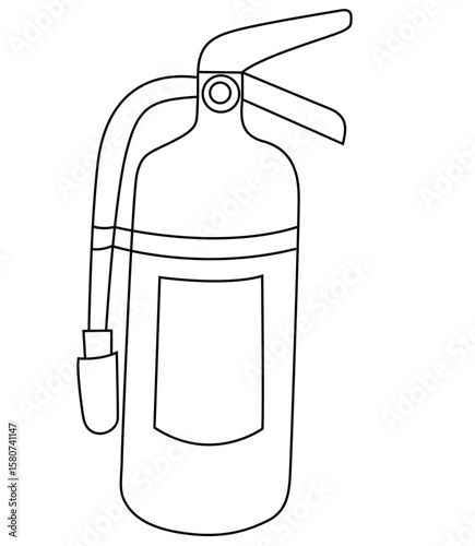 Cute cartoon hand drawn vector Fire extinguished outline.