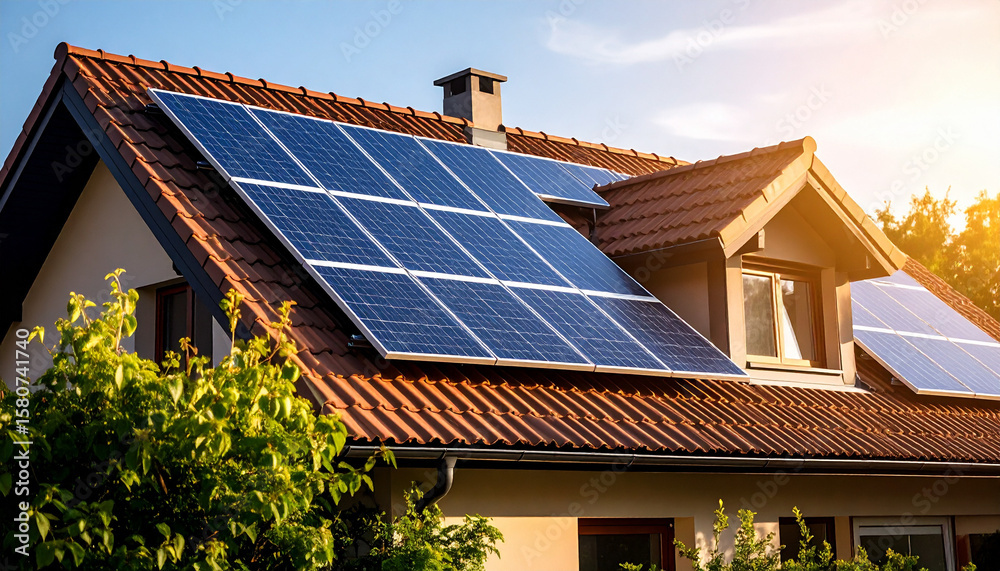 Fototapeta premium solar panels on roof