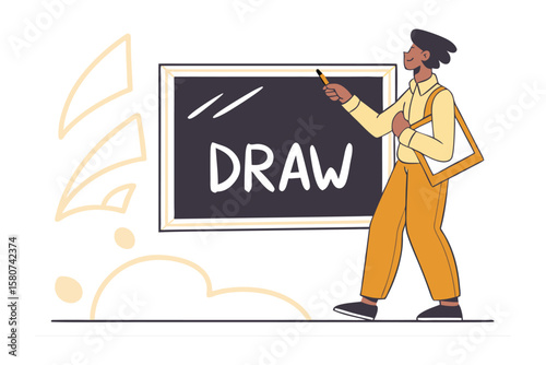 Creative person holding a color wheel and pencil with the words feel the art written in bold brown letters