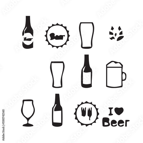 This name captures the key elements: it's a set of icons, includes wine bottles and glasses, and is related to drinks and party themes