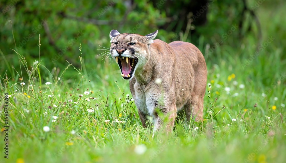 Fototapeta premium Cougar in a grassy meadow