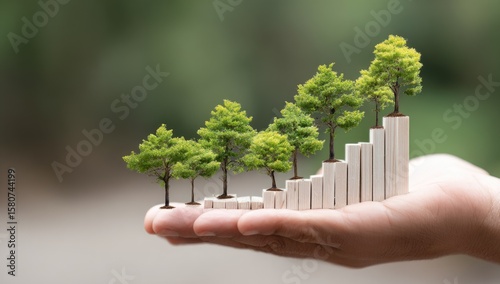 Wallpaper Mural Hand holding a growth chart with small trees Torontodigital.ca