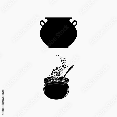 cauldron black graphic icon cauldron symbol vintage retro style design