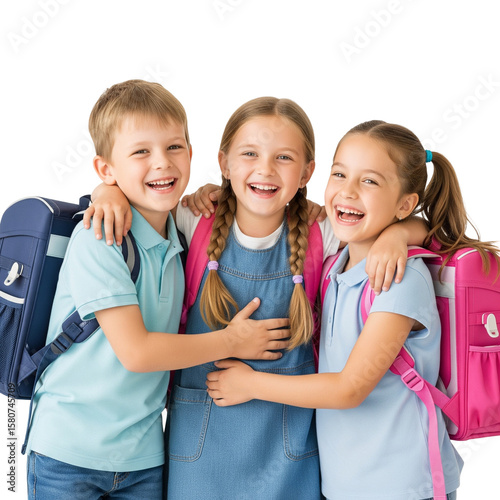 Portrait of a group of students isolated on a transparent background
