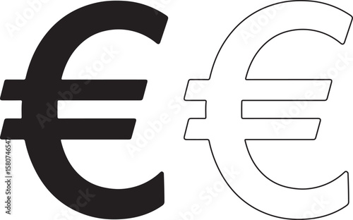 Euro Currency Symbol Silhouette for Finance Banking and Economy Concept
