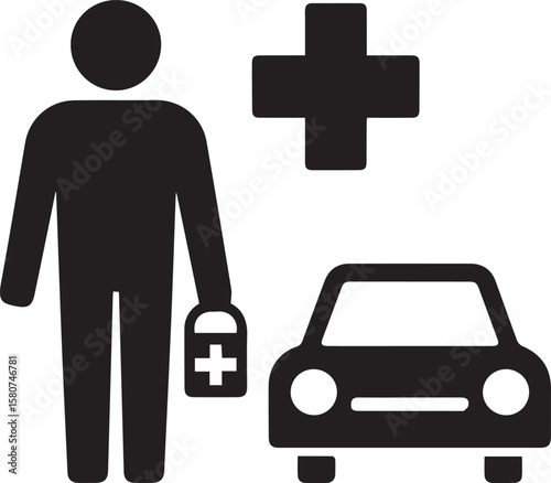 Red cross medical health care first aid kit button symbol