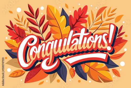 Autumn Congratulations Card with Fall Leaves Design