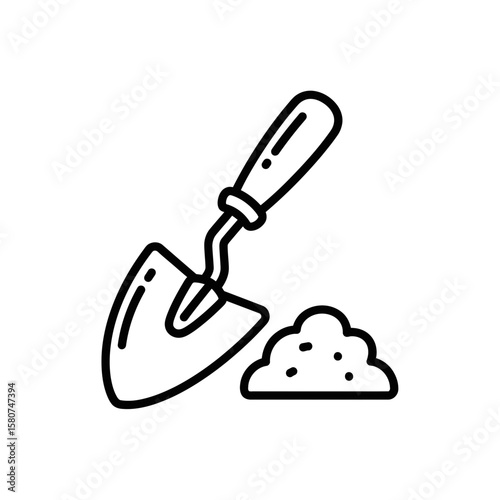 Garden Trowel Digging Soil on Transparent Background  
