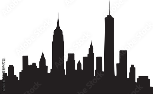 Abstract New York City Skyline Silhouette for Urban Landscape and Cityscape Theme