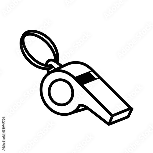 Whistle with keyring in simple black outline design  