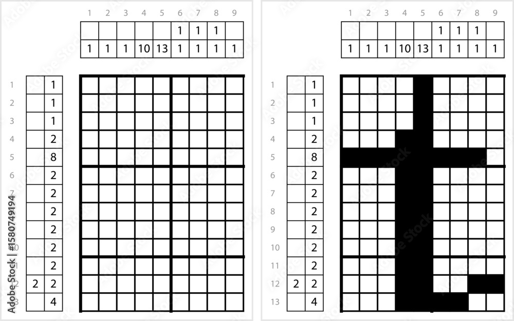 Fototapeta premium Alphabet t Lowercase Nonogram Pixel Art M_2112002