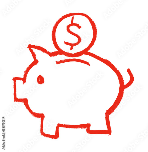 Piggy Bank Money Related Icon Crayon Chalk Drawing Vector