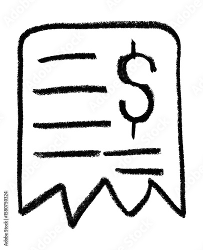 Receipt Money Related Icon Crayon Chalk Drawing Vector