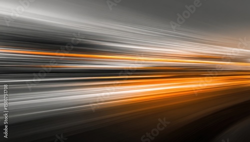 Abstract motion blur, streaking lines of orange and gray, suggesting speed and movement