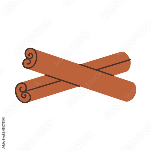 Cinnamon sticks. Fragrant spices. Vector illustration.