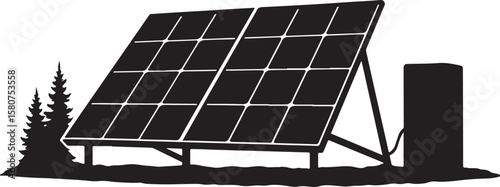 Silhouette of Solar Power Photovoltaic System for Renewable Energy and Sustainability Concept