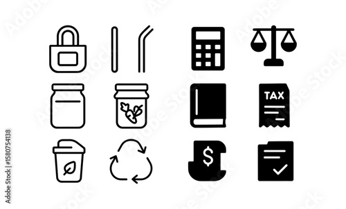 Minimalist icons for eco living and business essentials
