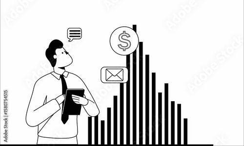 vector illustration of business cartoon with graph