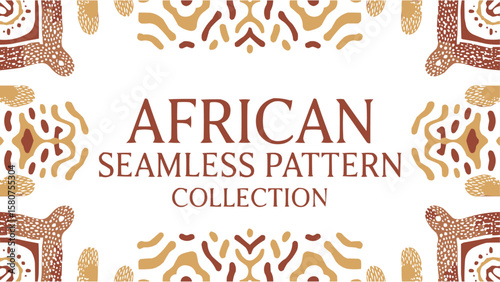 Decorative African seamless pattern collection with tribal ethnic textures and abstract cultural elements for textile, surface, and digital design