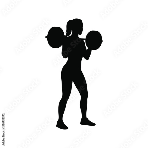 Silhouette of a Woman Weightlifting Barbell Exercise Fitness Strength Training