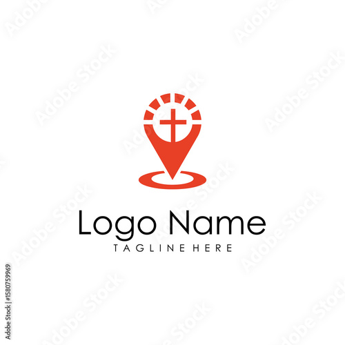 vector logo icon gps church location 