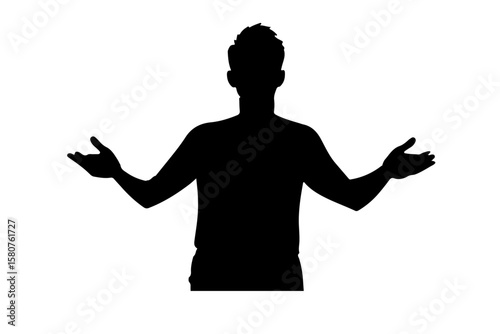 man silhouette open hands