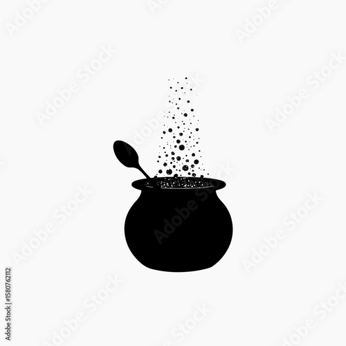 food cauldron vector illustration black graphic vintage retro art