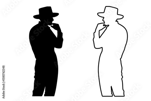 man thinking set silhouette