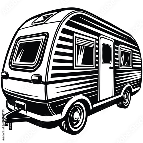 Retro Caravan Silhouette trailer travel