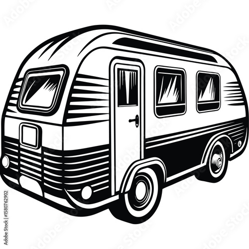 Vintage camper trailer travel vehicle vector