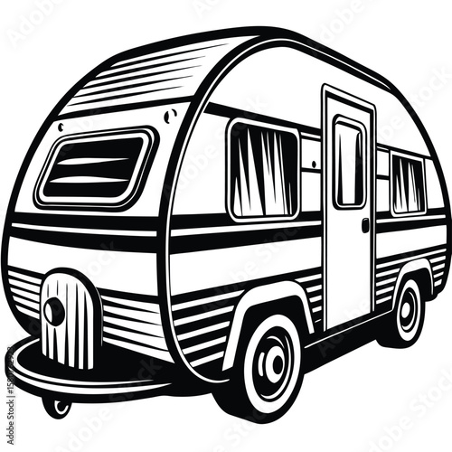 Vintage camper travel trailer caravan camping