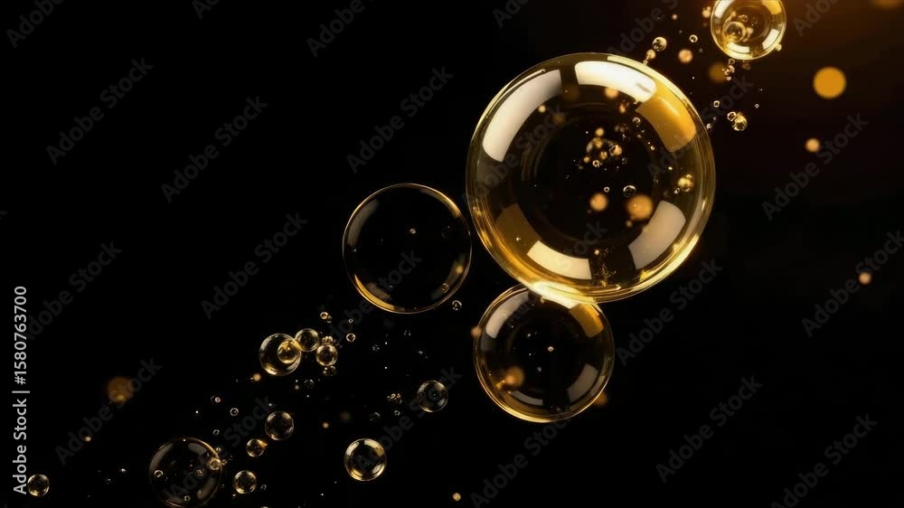 Soap bubbles isolated on a black background. Copy space.
