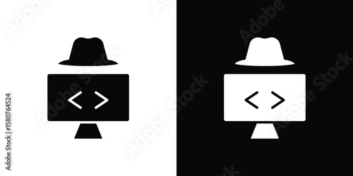 Hacker icon design. Black flat style sign for mobile concept
