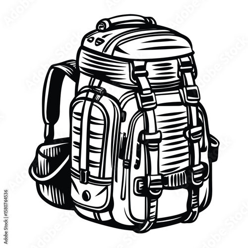 Black and white hiking backpack camping travel