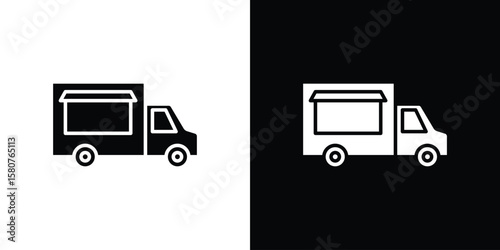 Food truck icon design. Black flat style sign for mobile concept