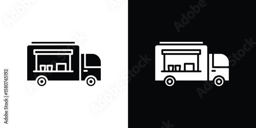 Food truck icon design. Black flat style sign for mobile concept