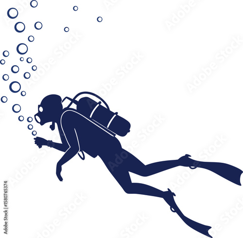 Blue silhouette of a running athlete on a beach with a vibrant blue background