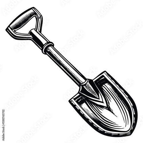 Black and white shovel silhouette digging garden