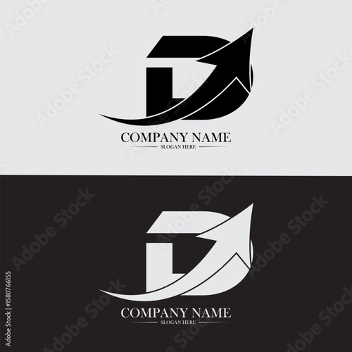 Finance Logo With D Letter Concept Marketing and Financial Business Logo With Growth Arrow