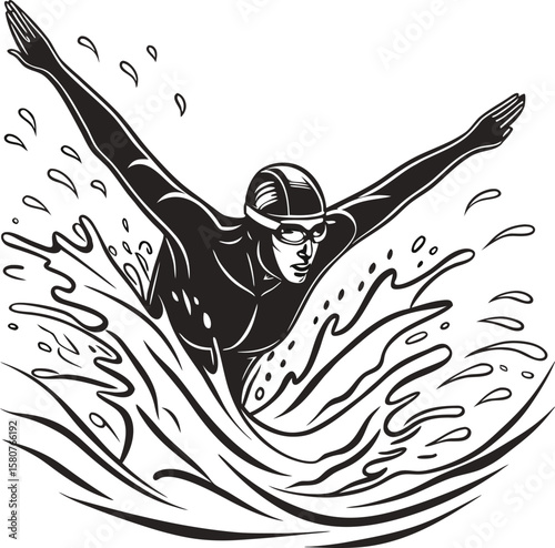 Dancing girl illustration and jumping man silhouette vector art with a bird design