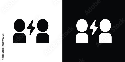 Conflict icon design. Black flat style sign for mobile concept